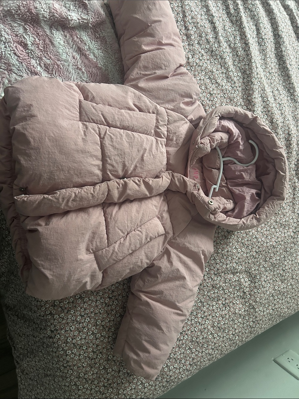 Zara 4t Light Pink Hooded Puffer coat